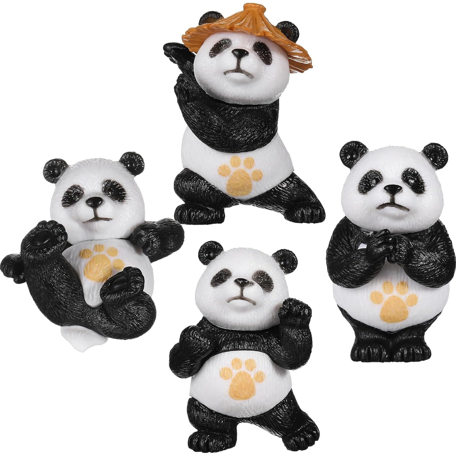 TIED RIBBONS 4 Pcs Miniature Panda Figures Decorations Items for Outdoor Balcony Garden Plants Showpiece Statue for Kids Birthday Party Baby Shower Decoration – (Resin)