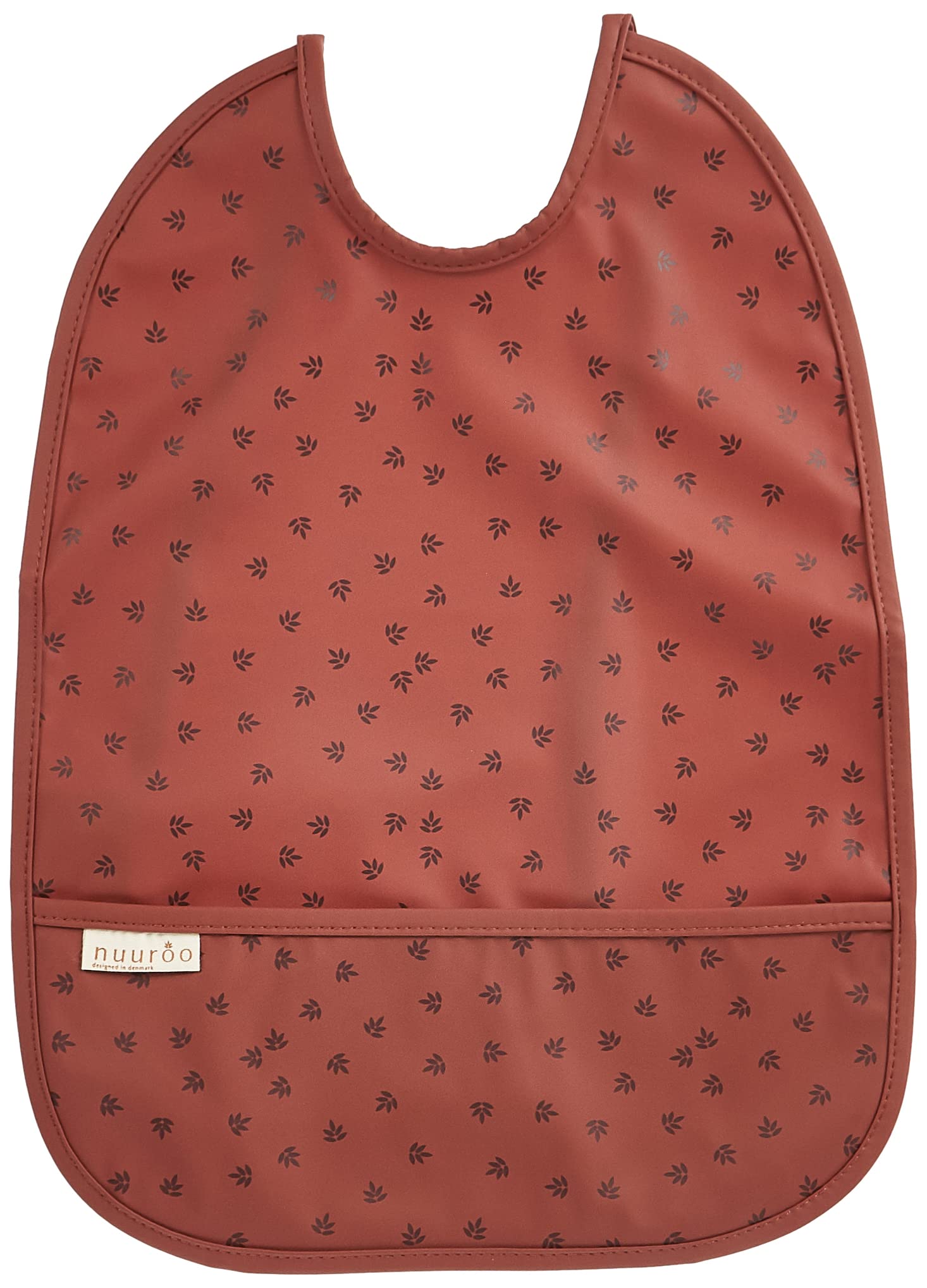 Nuuroo Ida Waterproof Coated Bib with Pocket, 28 cm x 37 Size, Mahogany Leaf