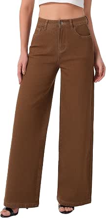 Women's Wide Leg High Waisted Stretchy Denim Jeans