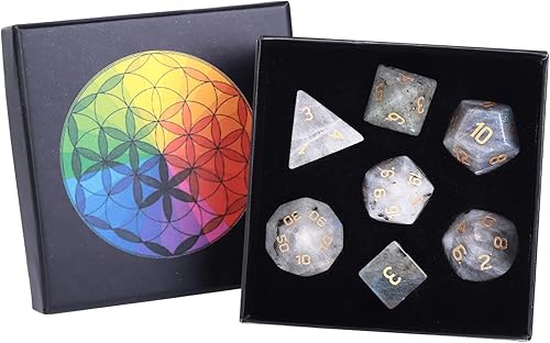 Miniatura 7 de Cheungshing Juego de 7 piezas hechas a mano DND poliédrico Dcie para juegos de rol MTG, dados de piedra pulida, piedra de sangre de África