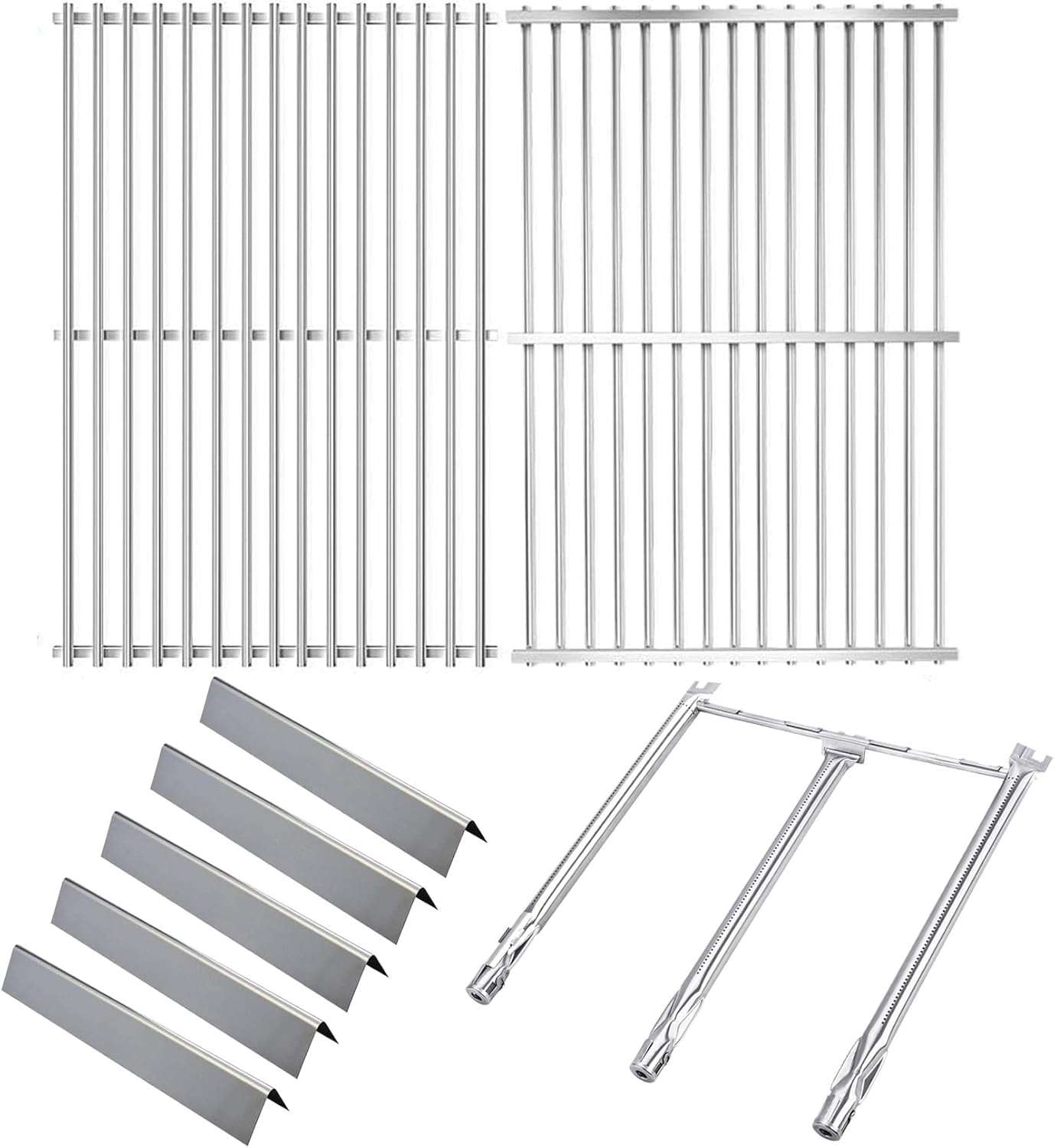 GasSaf 15.3" Flavorizer Bar & 17.5" Grill Grate & 18" Burner Tube Replacement for Weber 7636 7638 69787, Weber Spirit 300 Series E310 E320 E330 S310 S320 S330 Gas Grills with Front Control Knob