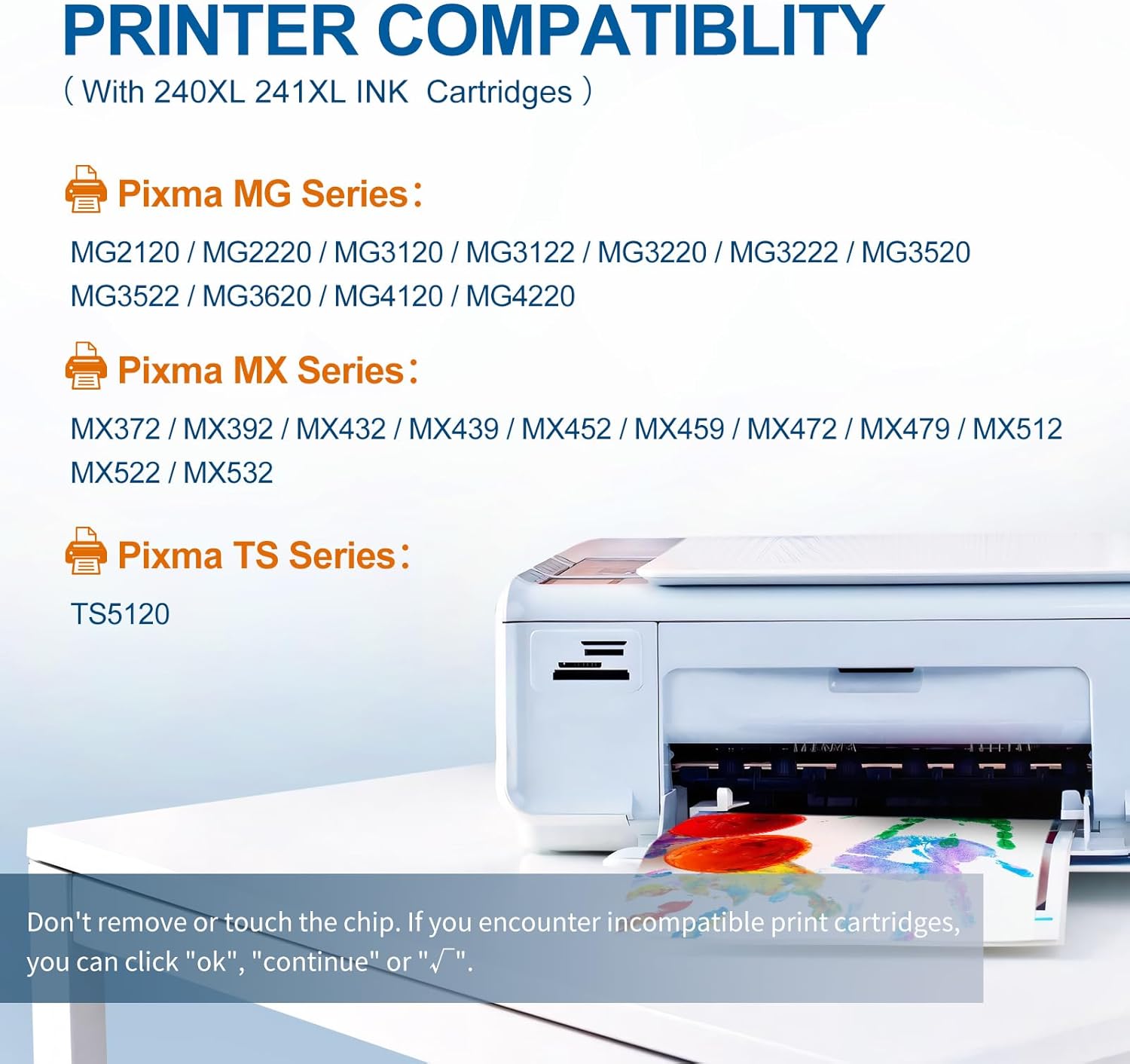 PG-240XL CL-241XL Ink Cartridges Compatible for Canon 240XL 241XL Combo Pack Work with PIXMA MG3620 MG3600 TS5120 MG3520 MG3220 MG2120 MG4220 MX392 MX452 MX522 Printer (1 Black,1 Tri-Color)