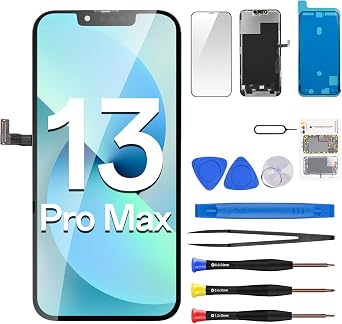 Screen Replacement for iPhone 13 Pro Max 6.7" LCD Display Digitizer 3D Touch Waterproof Adhesive Sticker Magnetic Screw Mat Full Assembly Repair Fix Tools Kit A2643 A2484 A2641 A2644 A2645