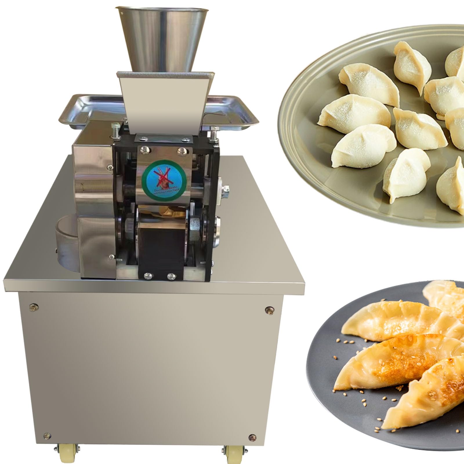 TXMACHINE® automatic Samosa machine 4800pcs/h pierogi/empanada/Spring roll/Ravioli/momo/dumpling maker machine with 1 free custom mold dough speed adjusted (momo mold, 120V/60HZ)