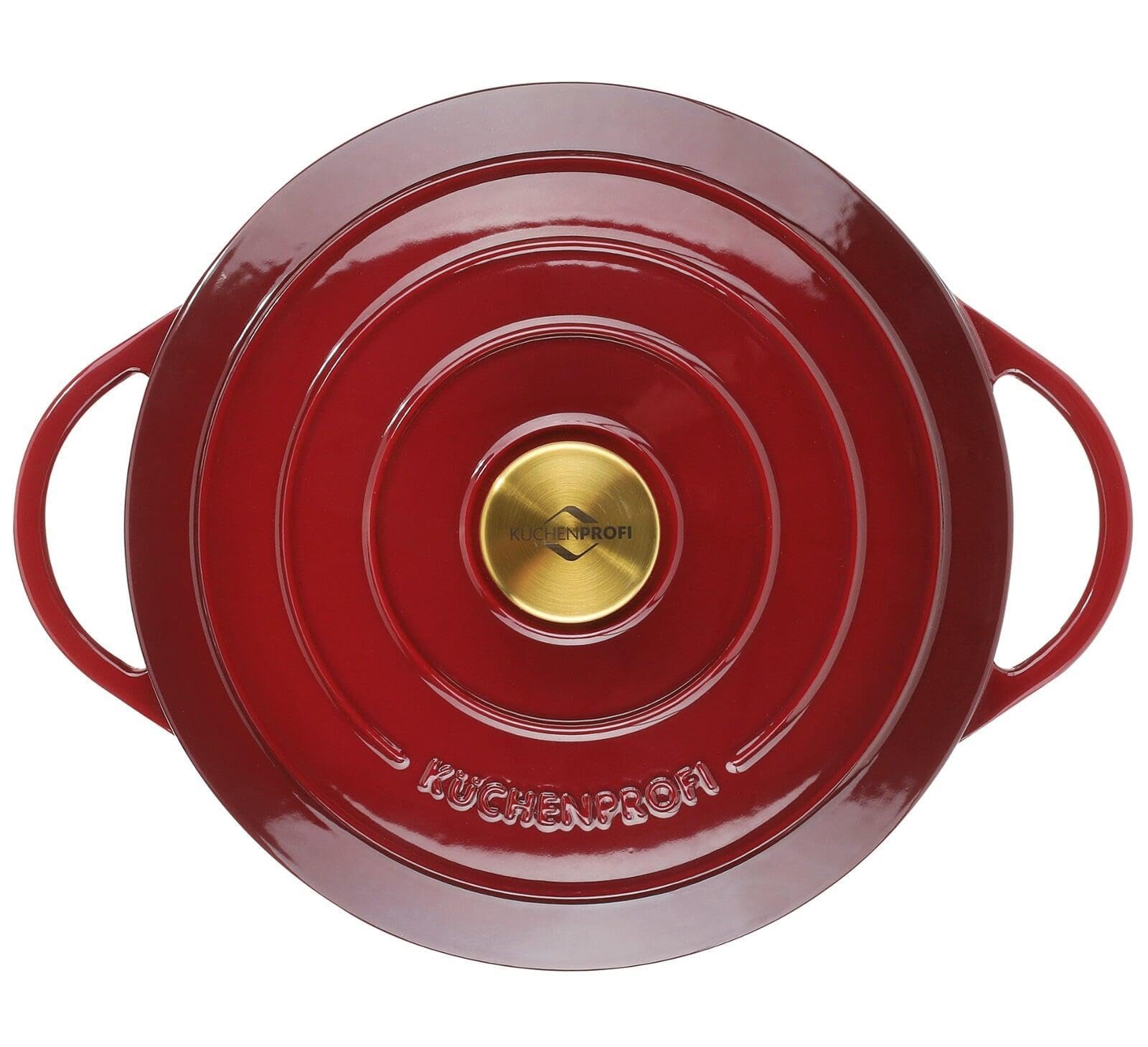 Küchenprofi Gusseisen Bräter mit Deckel rund, jade, 26 cm, Schmortopf, Auflaufform, Dutch Oven, Brotbacktopf, emailliert, für alle Herdarten (inkl. Induktion), zum Schmoren, Backen, Braten