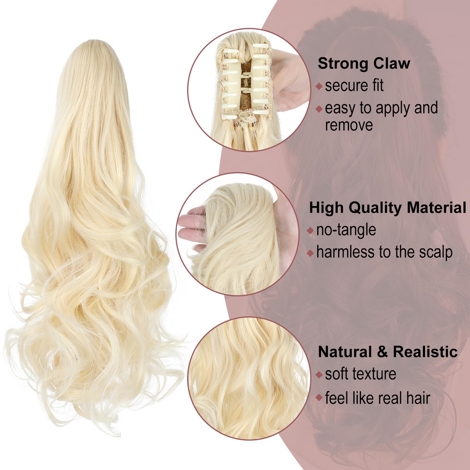 Amazon.com : Leterly Ponytail Extension Clip in Claw 18 