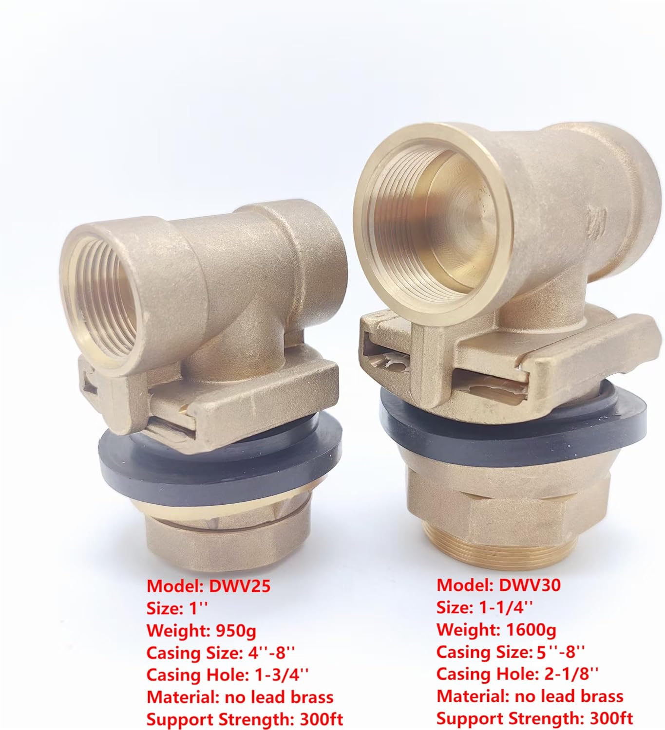 Brass Pitless Adapter For Submersible Well Pump 1-1/4" ",Fits Well Casing Sizes 5"-8", Casing Hole 2-1/8" ", Drop and Discharge Pipe 1-1/4" TRALLYER