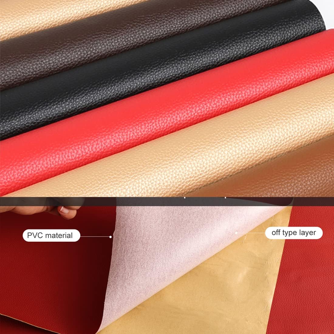 Leather Repair Patch Self Adhesive Leather Refinisher 17.3 x 98 inch Self Adhesive Fabric Repair Patches Leather Patches Faux Leather Fabric Roll for Furniture Couch Car Seat Handbag (Dark Red)