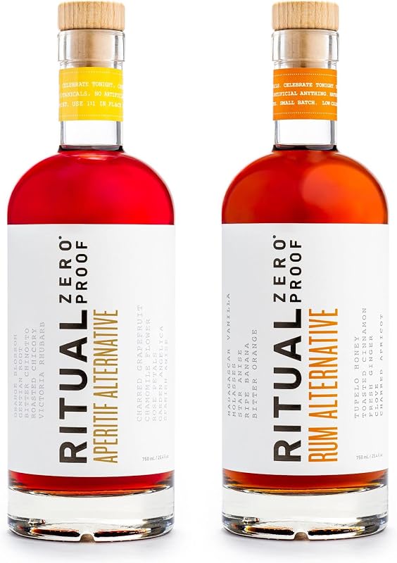 RITUAL ZERO PROOF Rum & Aperitif Alternatives | Award-Winning Non-Alcoholic Spirits | 25.4 Fl Oz (750ml) Each | Low & No Calories | Keto, Paleo & Low Carb Diet Friendly | Alcohol Free Jungle Bird