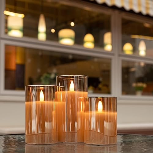 Miniatura 4 de Angelloong Velas parpadeantes de cristal transparente, sin llama, funcionan con control remoto y baterías, velas LED con temporizador, románticas