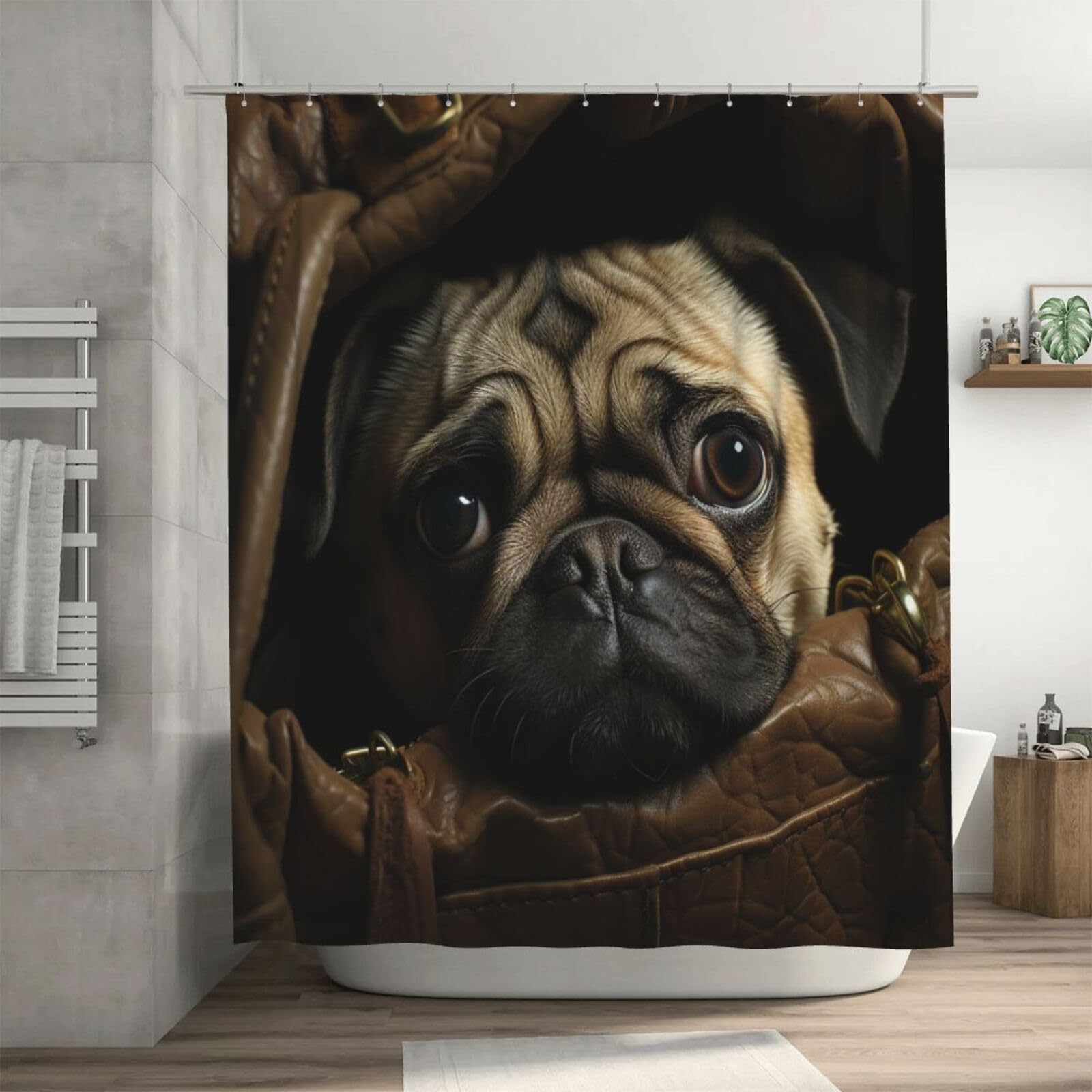 Rideau de douche imperméable 183x183 cm avec 12 crochets pour salle de bain