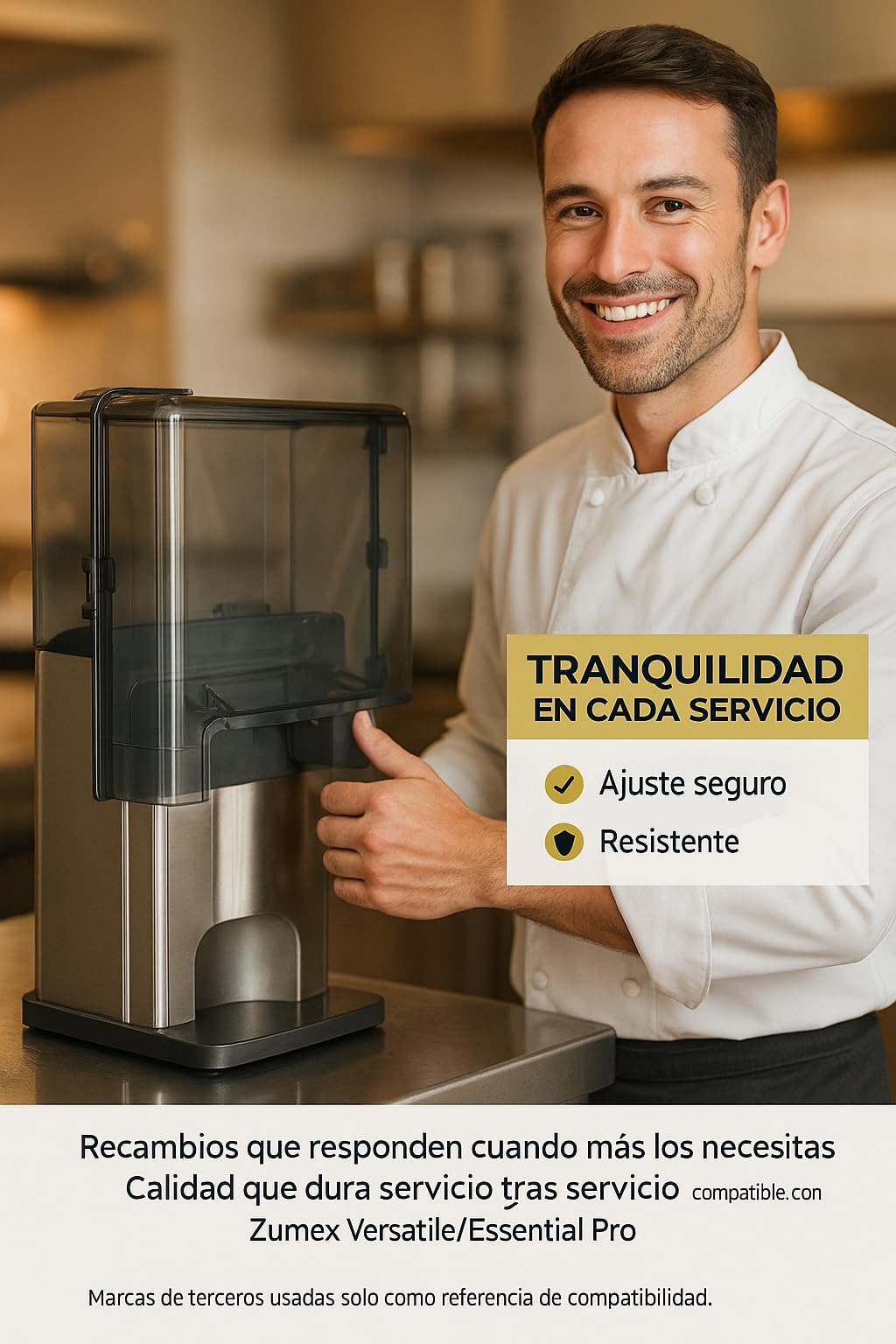 CubetasGastronorm Cubierta Delantera Tapa Frontal Plástico Grafito con Perfil Silicona para Exprimidor compatible Zumex Versatile Essential Pro Ref S3300930:01 450x435 mm Recambio Profesional Original