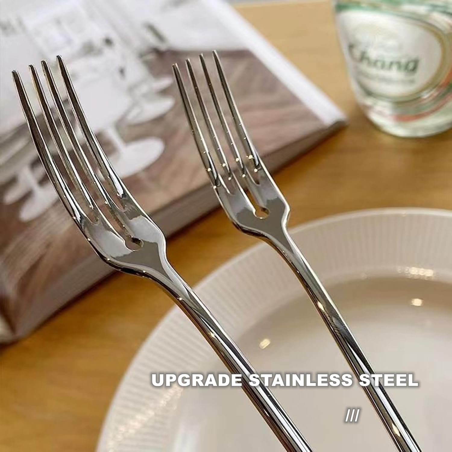 Dinner Forks Set 3 Pcs Stainless Steel Long Handle Fork for Salad Mirror Polished Flatware Dessert Forks Heavy-Duty Silverware Set Table Forks Cutlery Set for Home, Kitchen Restaurant, Silver