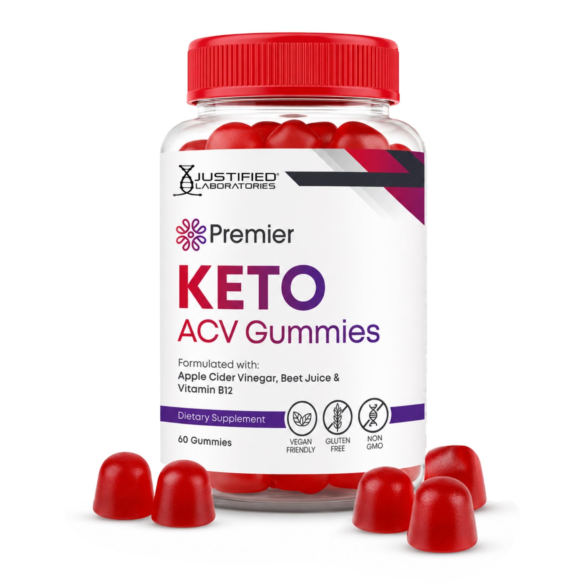 Justified Laboratories Premier Keto ACV Gummies (1000 mg) 60 Count (Pack of 1)