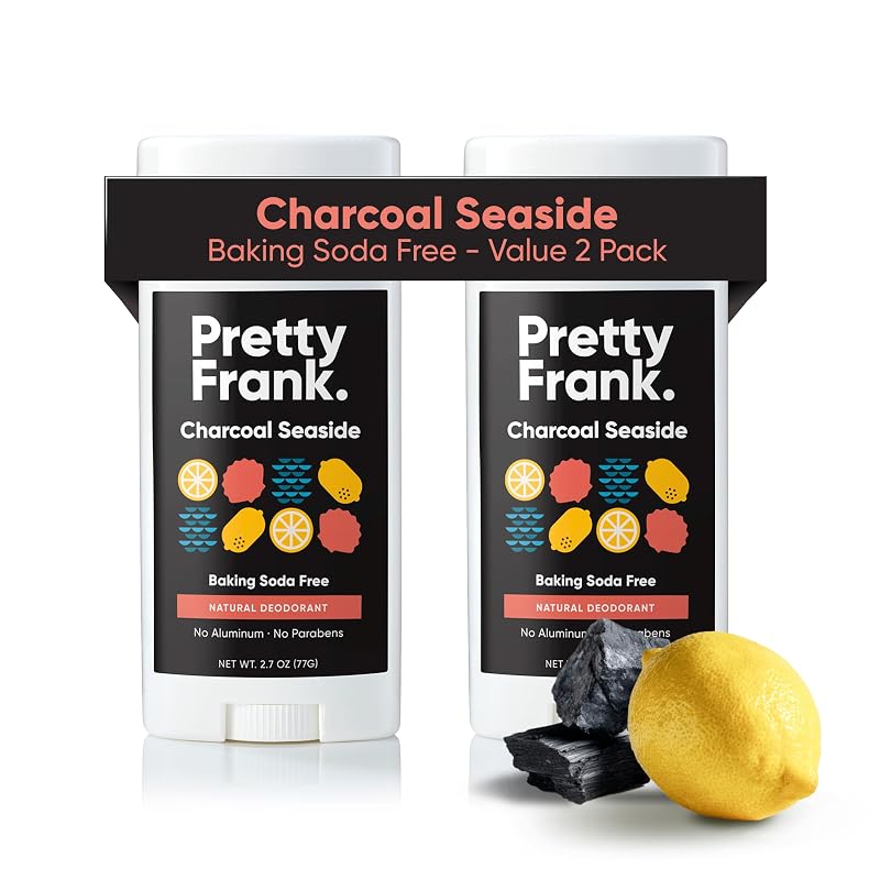 Desodorante em bastão sem bicarbonato PRETTY FRANK Charcoal Seaside, pacote com 2
