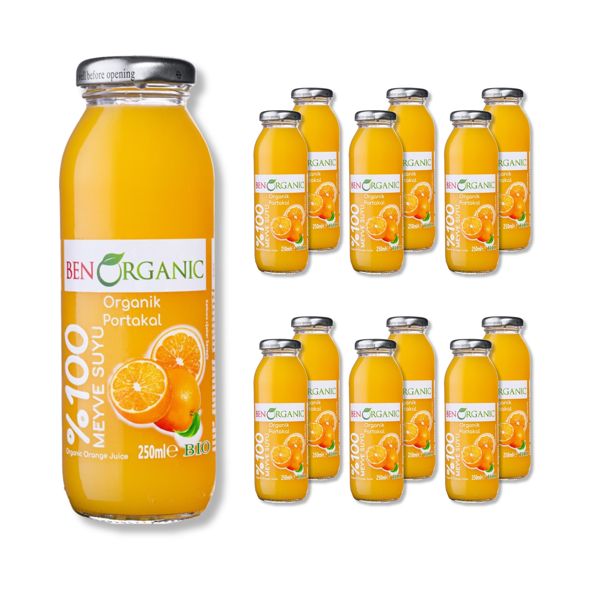 BenOrganic Portakal Suyu 250 ml Cam Şişe