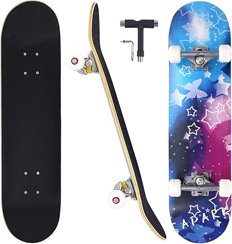 CAPARK - Patinetas para principiantes, adultos, jóvenes, adolescentes, niños o niñas, de 31 x 8 pulgadas, patinetas completas de 7 capas de madera