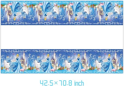Miniatura 3 de Mantel desechable de Cenicienta, 2 unidades, suministros y decoraciones para fiestas de cumpleaños, mesas rectangulares de 70 x 42 pulgadas, paquete