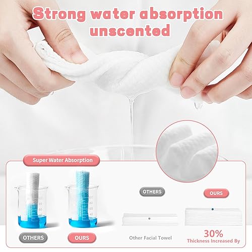 Miniatura 6 de 100 toallas faciales desechables, paños ultra suaves y gruesos, toallas faciales biodegradables para piel sensible, toallitas secas desmaquillantes,