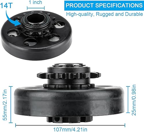 Vista 2 de YOUXMOTO Embrague Go Kart de 1 pulgada de diámetro de 14 dientes con cadena #40/41/420, embrague centrífugo 14T para Go Kart Minibike y motor Fun