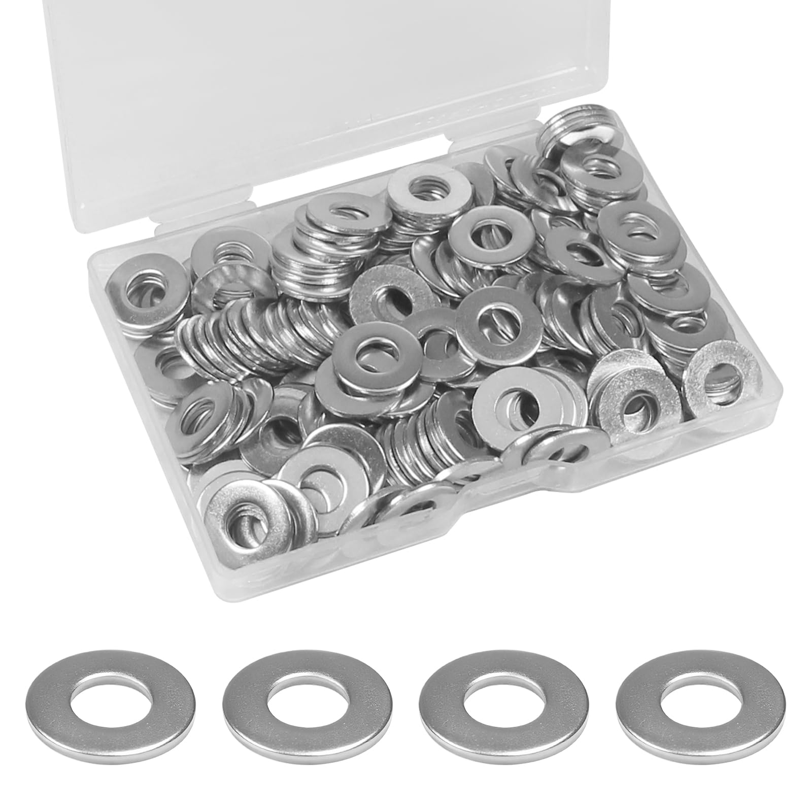 Stainless Steel Flat Washers - 200 Pack 8# -8 Stainless Steel Flat Washers - 200 Pack 8# -8