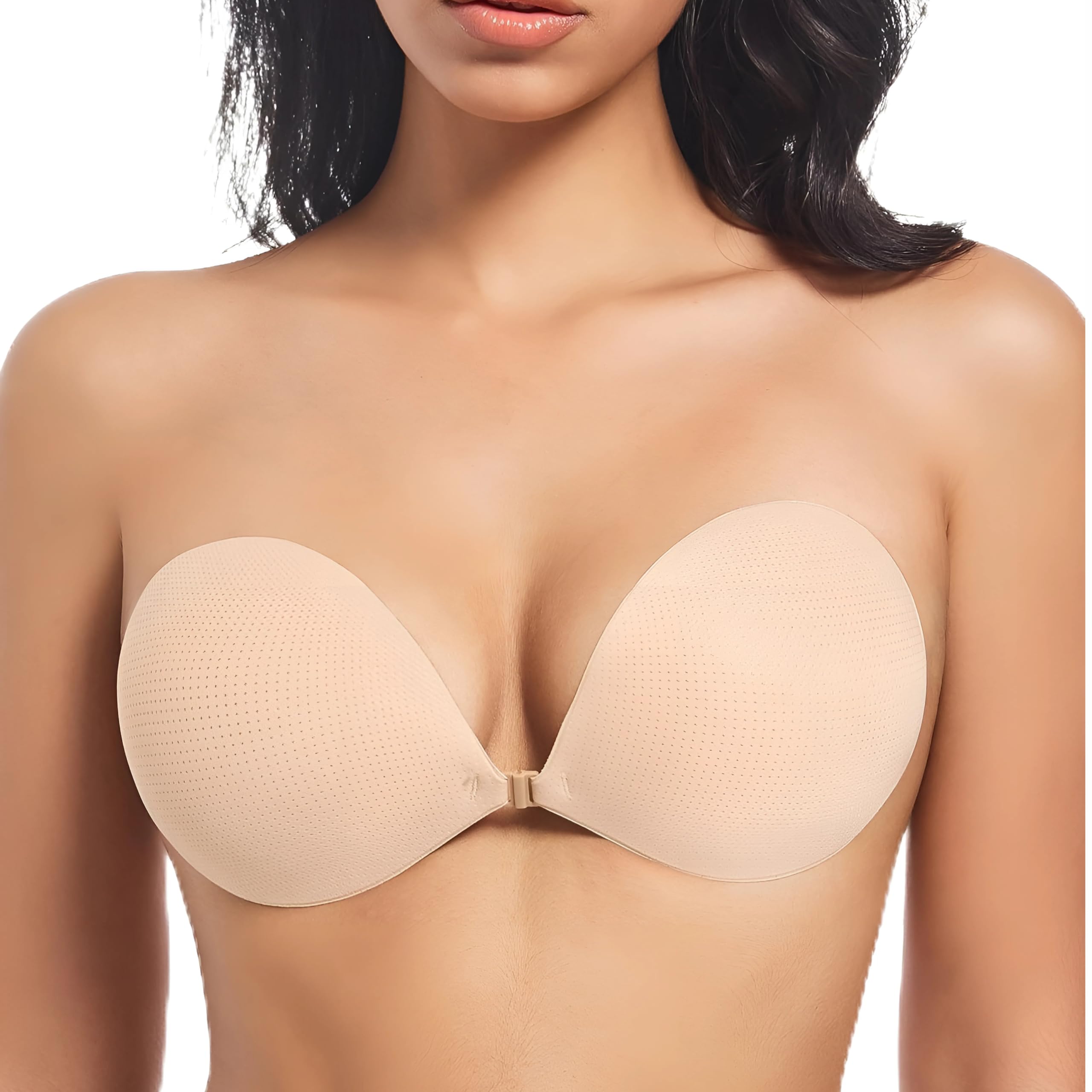 sizi Sticky Adhesive Bra Strapless Invisible Push up Silicone Bra for Backless Dress- C Cup.-picture-32