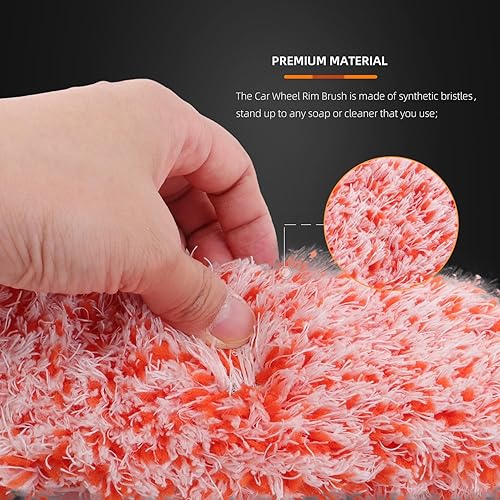 Miniatura 4 de SPTA Juego de cepillos para ruedas de automóvil, 2 cepillos de microfibra con 2 fundas de microfibra intercambiables extra grandes y 2 pequeñas,