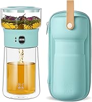 Vista 16 de ZENS Tetera infusora de té de vidrio moderna, tetera inteligente de un solo toque para difusores de té sueltos con taza aislada y kits de té