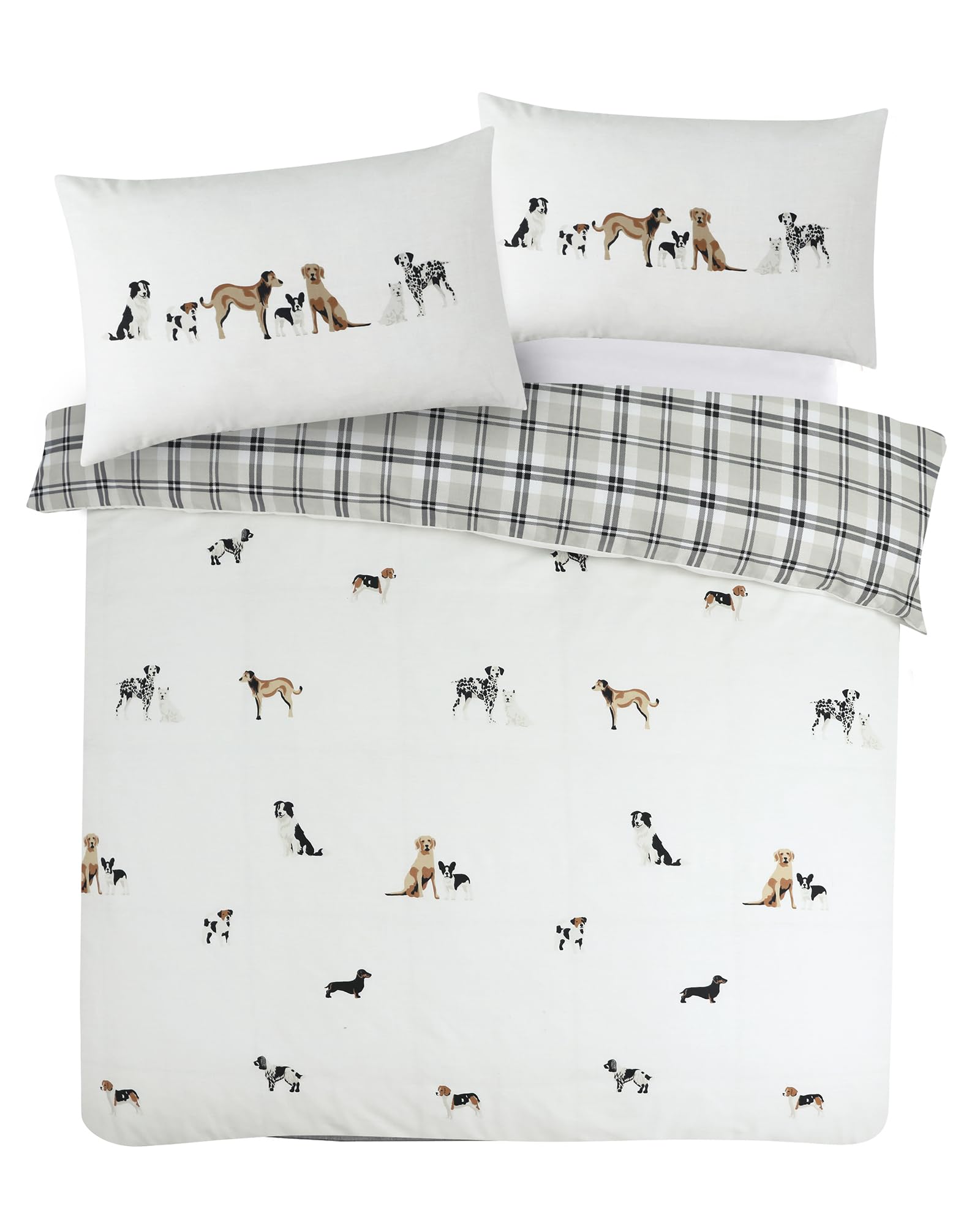 Cna Stores White Dog Duvet Cover Set Single Duvet Cover Bedding Set Easy Care (, Single Duvet Set With Pillowcase)