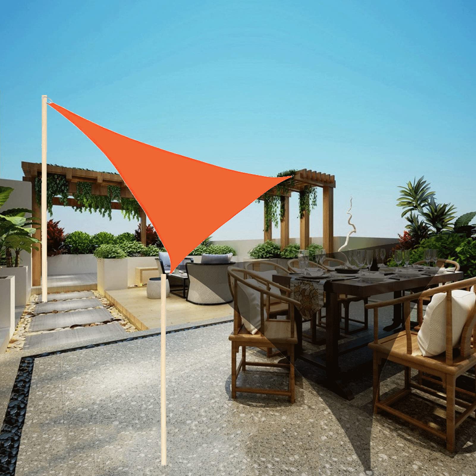 LYGSWDB a Vela Parasole Triangolare - Parasole Impermeabile per Esterni per Patio, Giardino, Cortile, Piscine, posti Auto coperti - Protezione UV 13x13x13 Piedi