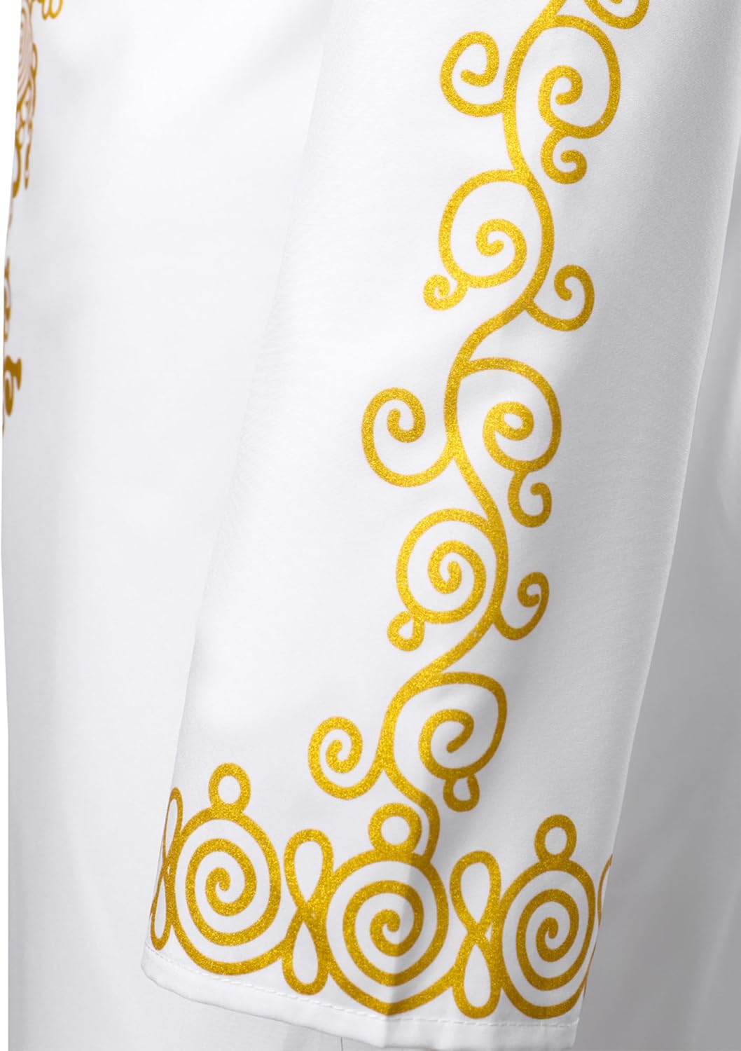 LucMatton Men's African Traditional Dashiki Luxury Metallic Gold Printed Mid Long Shirt - Image 5