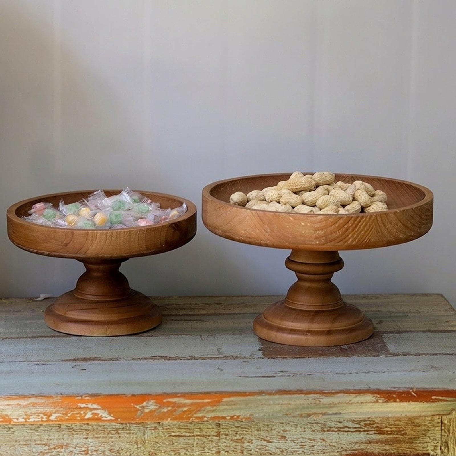 Alzata per Torte in Legno, Vassoio Rotondo, Porta Torte, Porta Cupcake, Piatto da Frutta per Feste, Shower, Decorazione per la tavola di casa, Grande Piccolo