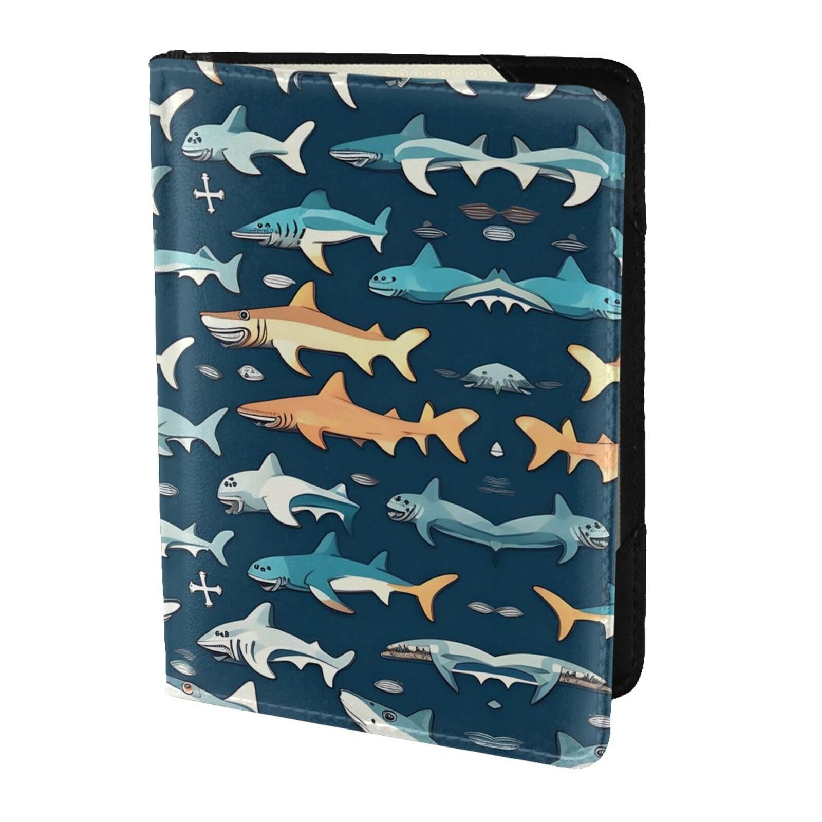 Cadeau de voyage idéal : étui passeport requins en cuir