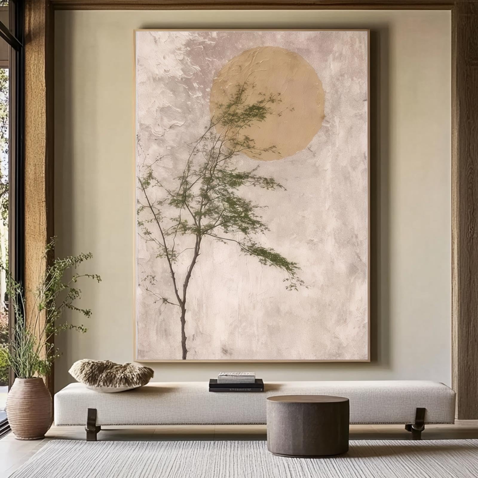 Tableau avec cadre 70 x 90 cm motif arbre impression texturée salon - 8
