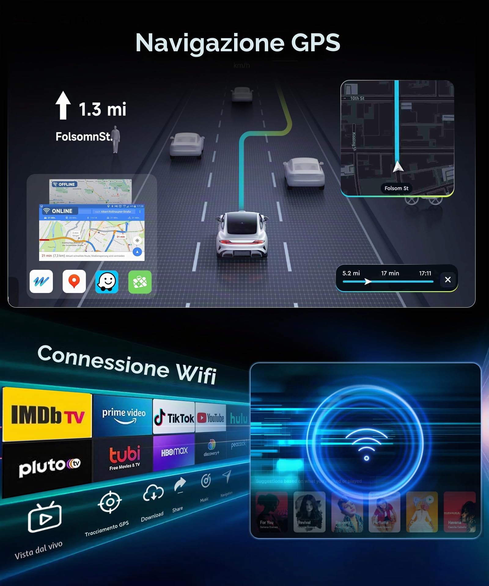 4G+64G Rimoody Android Autoradio per VW Tiguan 2010-2015 9" Schermo IN-CELL Stereo Auto con Wireless Carplay Android Auto Navi GPS Mirror Link Bluetooth WiFi/FM/RDS/EQ/SWC/USB Telecamera Posteriore