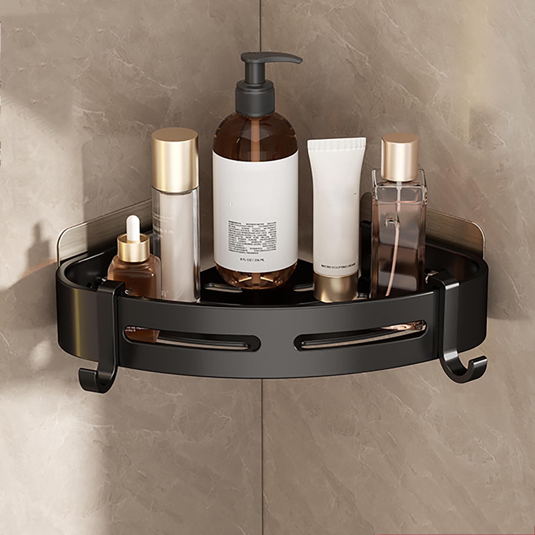 SRURLLUG Corner Shower Caddy Adhesive No Drilling Stainless Steel Shower Storage Rack Large Capacity Corner Shower Shelves Wall