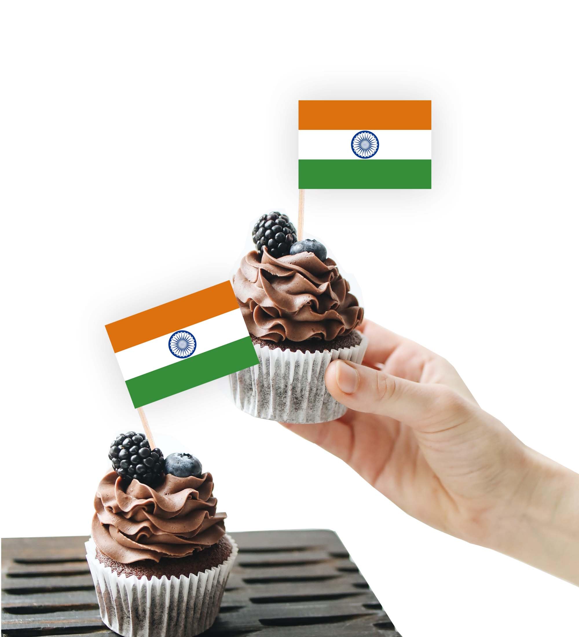 100PCS Indian Flag Cake Topper,Hindi Cupcake Stand For Party Decoration Supplies — image 1