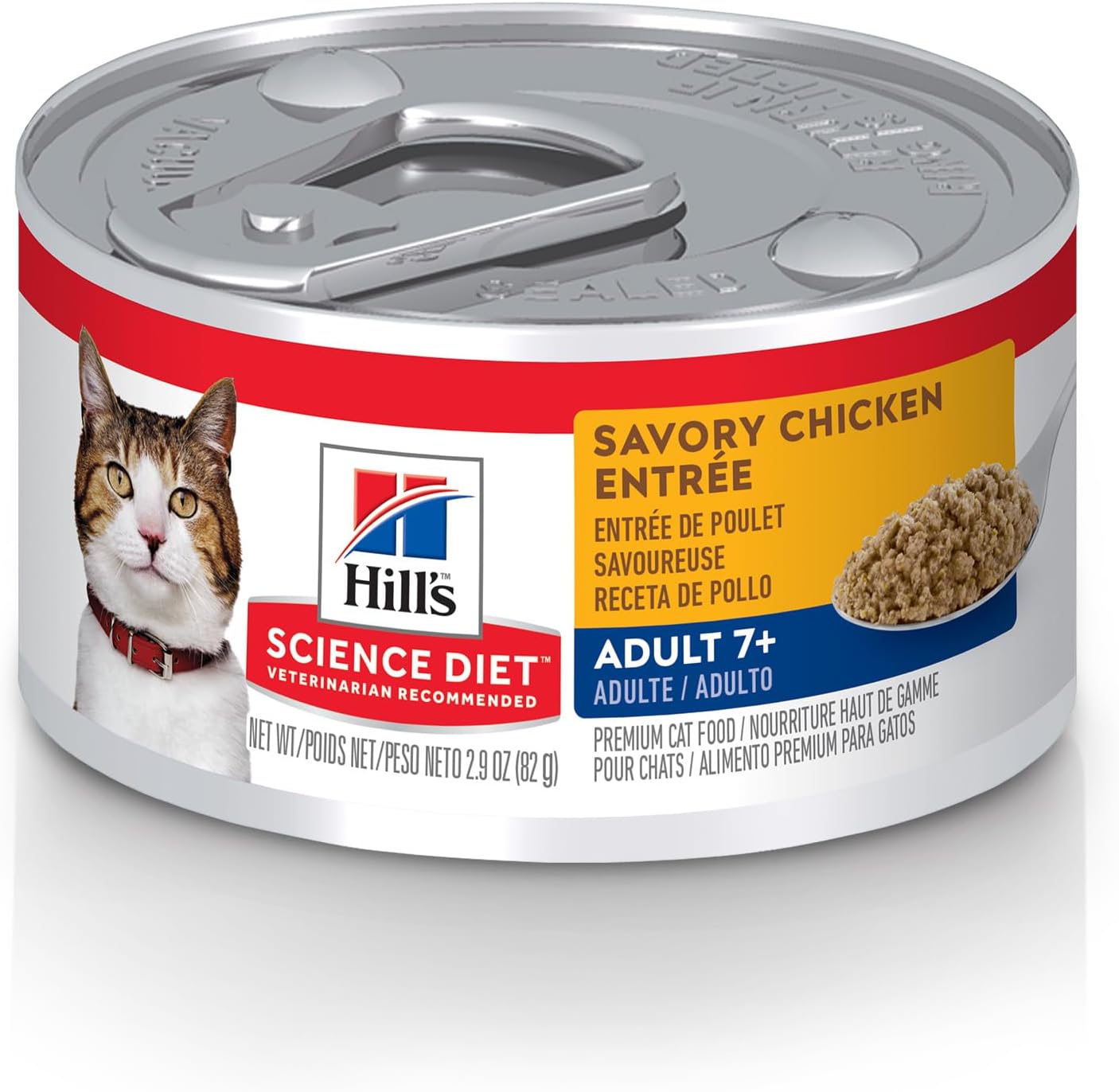 Hill's Science Diet Adult 7+ Wet Cat Food, Chicken Minced, 2.9 oz. Cans, 24-Pack