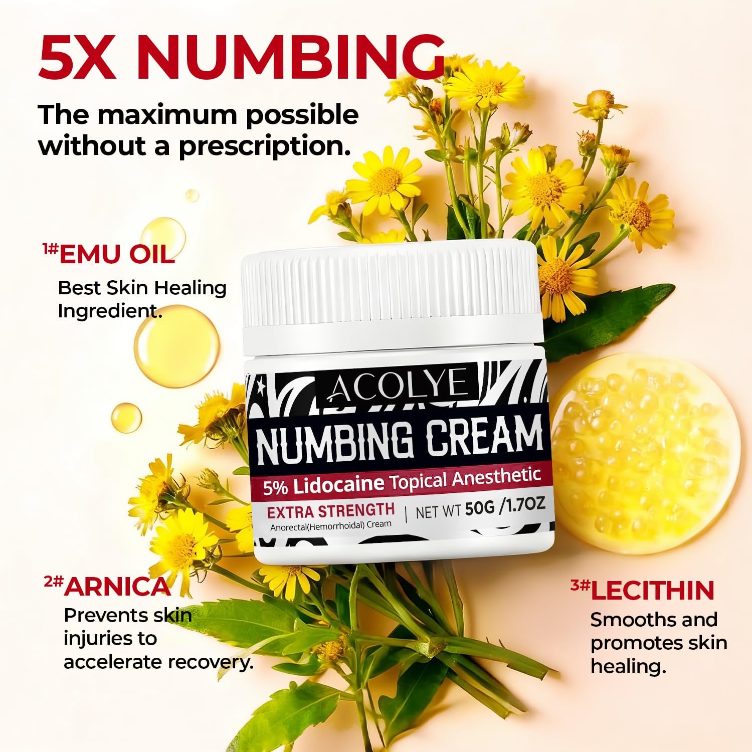 Numbing Cream Extra Strength: 5% Lidocaine Local Anesthetic- Long Lasting Extra Relief with Menthol Arnica and Emu Oi - Image 7