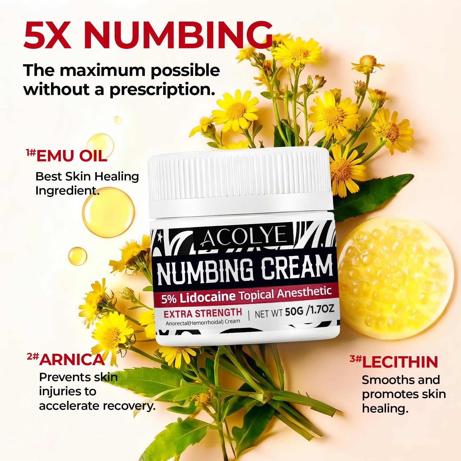5% Lidocaine Numbing Cream Extra Strength for the Temporary Relief of Local discomfort 1.75 Fl Oz — Amazon image 4