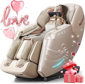RELX Massage Chair Full Body, 15 Modes Zero Gravity SL-Track Shiatsu Massage Chair Built-in Heat System, Airbag Massage with Body Scan, Deep Yoga Stretch, Calfrest Extension and AI Control(Cream)