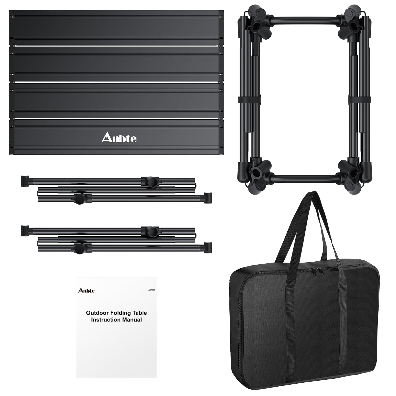 Anbte Tavolo Giardino Pieghevole Portatile per Campeggio/Picinc/Balcone/Mercatini 89 * 40.5 * 71 Multifunzione Tavoli da Caffè Salvaspazio Altezza in Alluminio-Nero