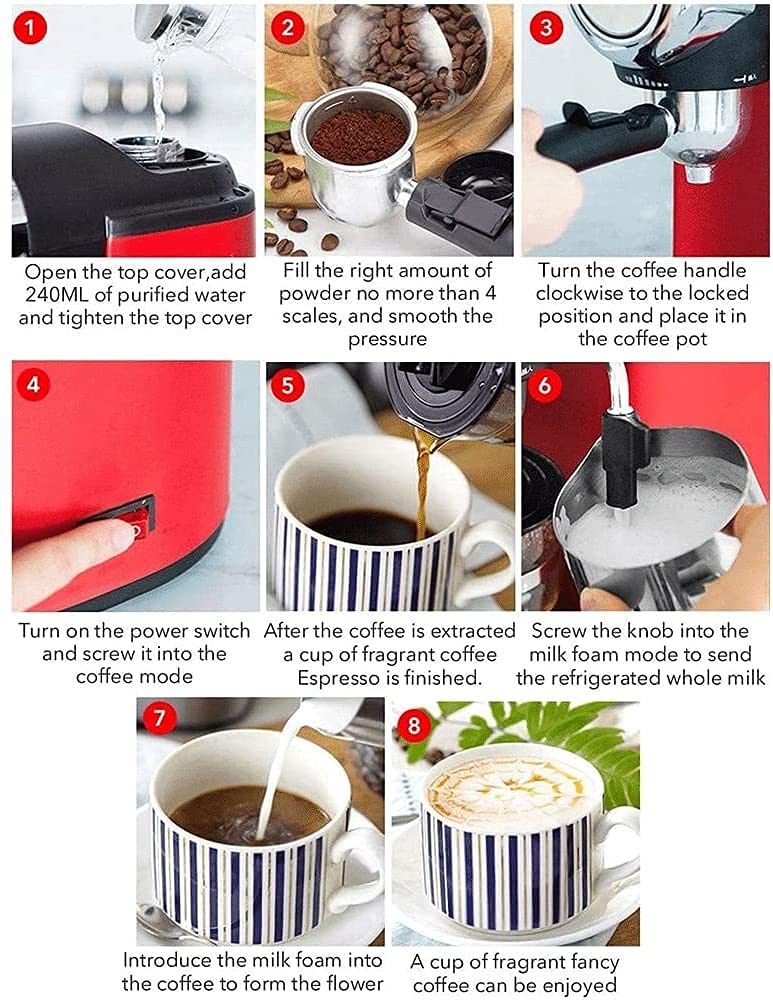 Vaporizador de Leche Batidora de Leche Calentador de Leche Paquete de máquina de café exprés semiautomática de café y cafetera pequeña para el hogar de 800 W con espumador de leche, grafito, met