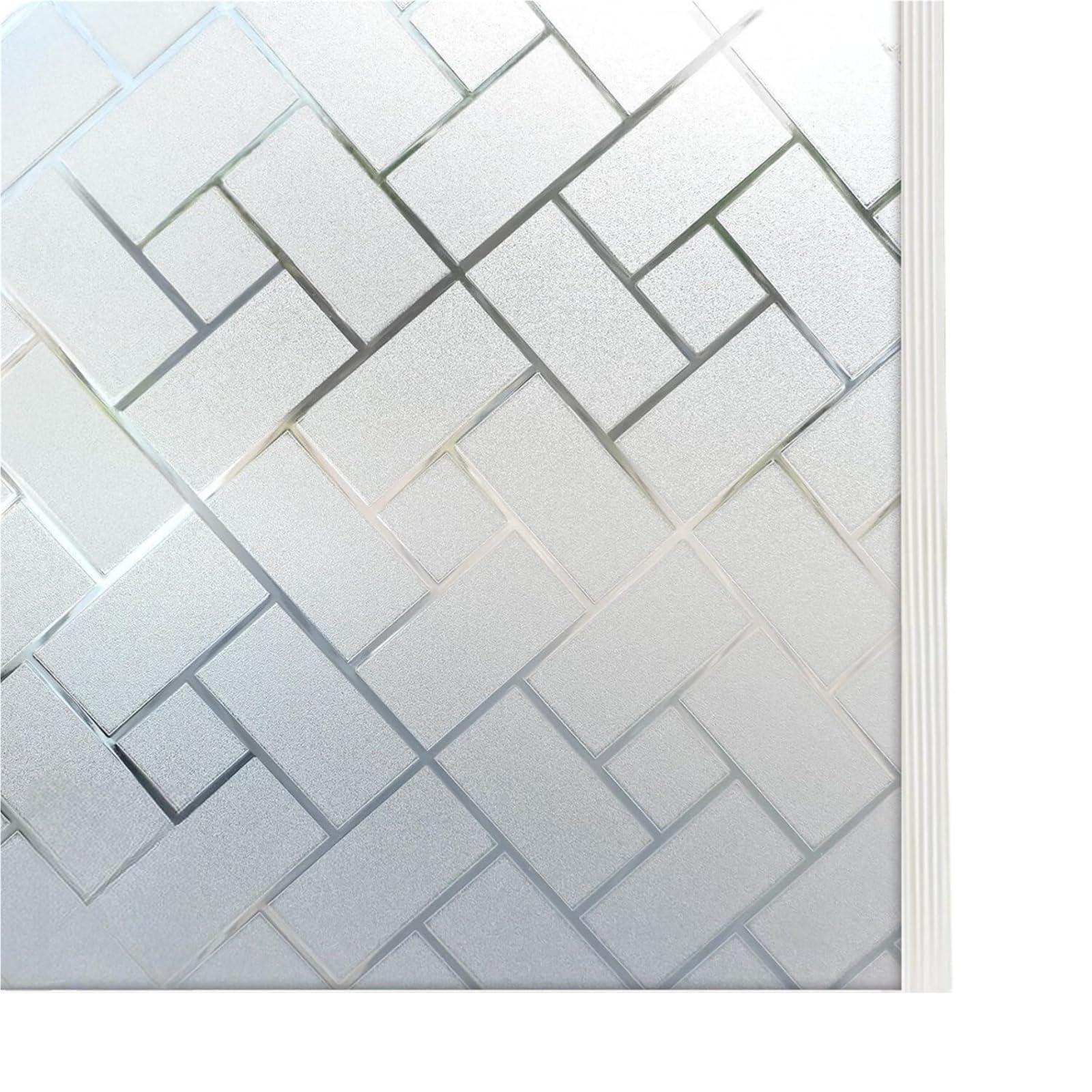 Window Film Privacy Window Privacy Film, Frosted Glass Static Cling with No-Adhesive Tile Shape Cover, Vinyl Stickers for Home Office(55x200cm)