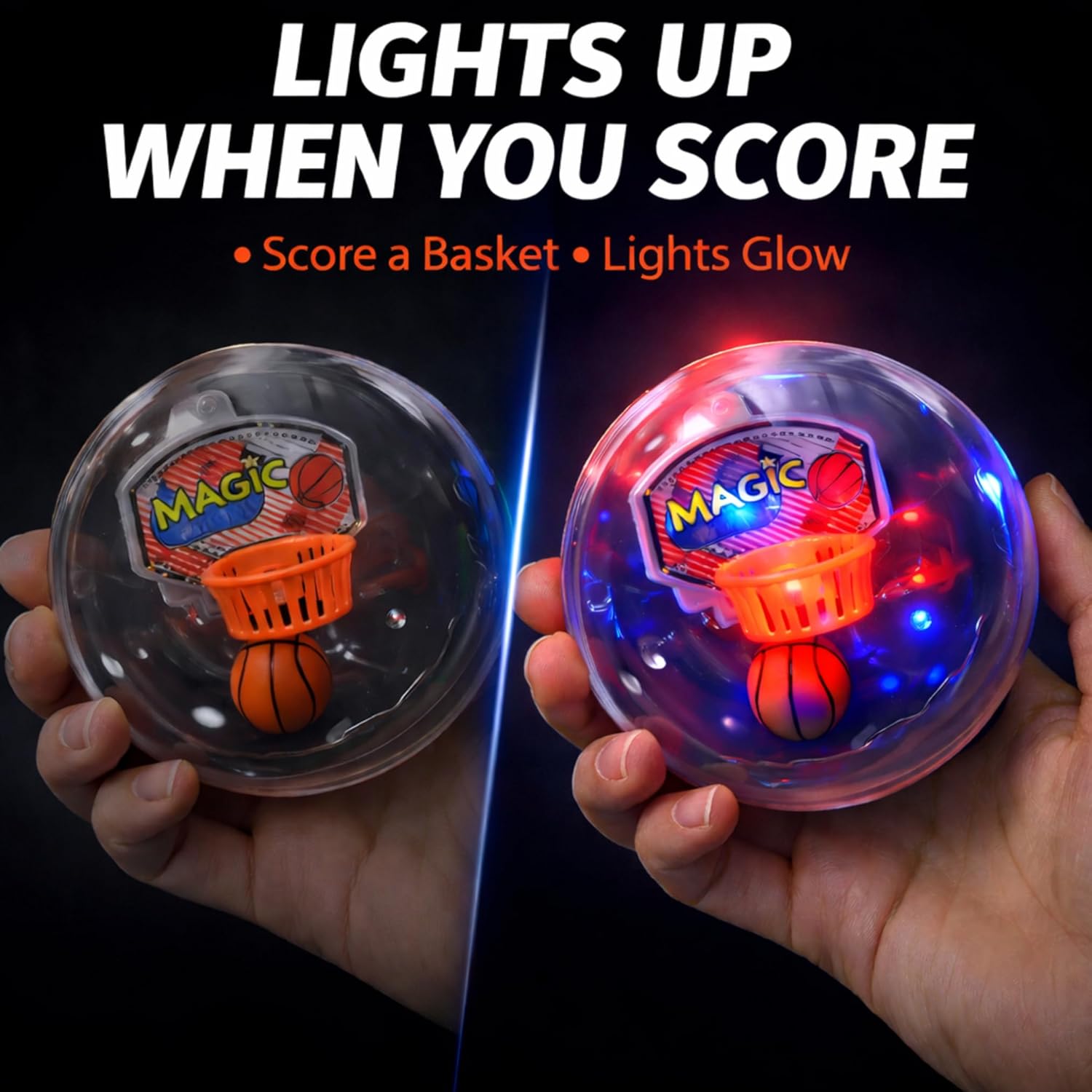 Liberty Imports 12 Pack Mini Basketball Electronic Handheld Shoot & Score Hoop Game with LED Lights & Sounds, Bulk Toys Birthday Party Favors Prizes for Kids, Adults