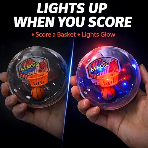 Miniatura 3 de Liberty Imports Paquete de 12 mini baloncesto electrónico de mano para disparar y puntuar juego de aro con luces LED y sonidos, juguetes a granel,