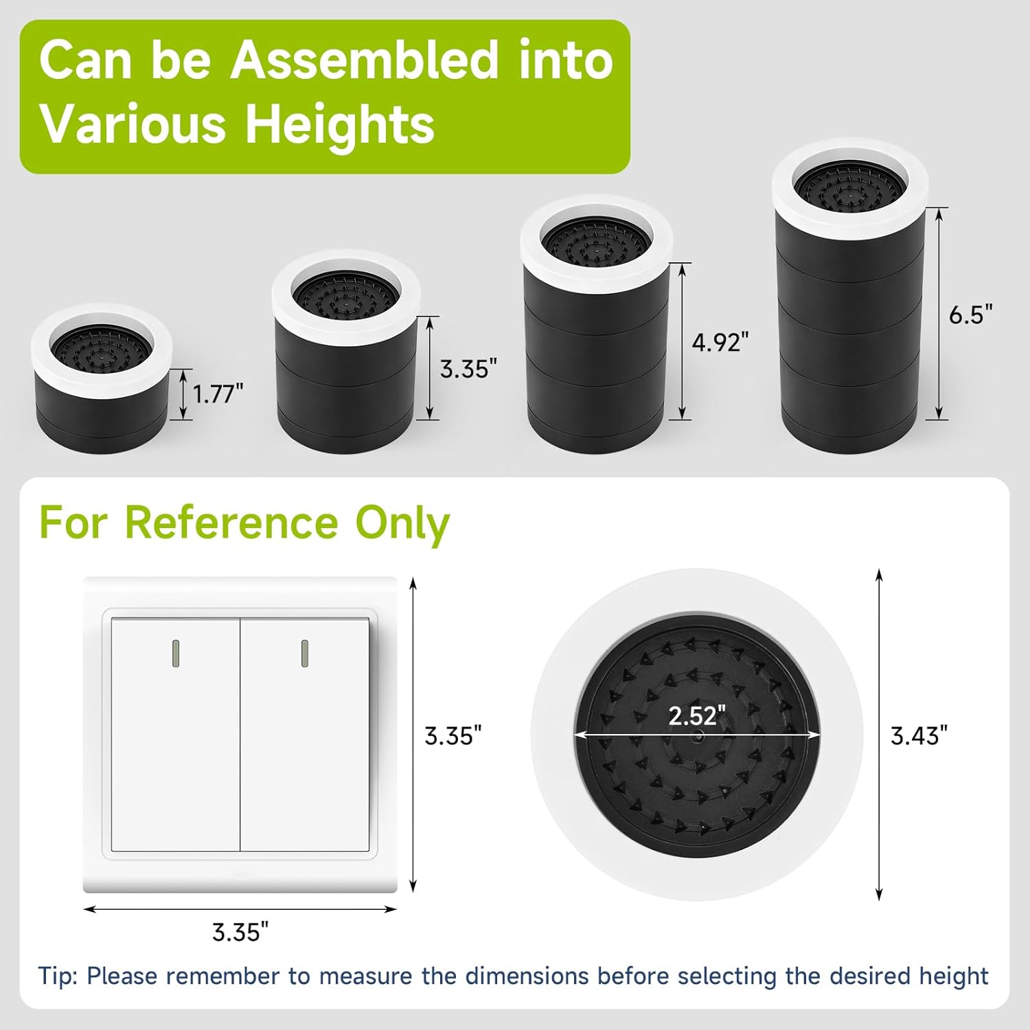 SANLIKE Bed Risers 8PCS Furniture Risers 3.35in Adjustable Bed Elevators Office Leg Raiser for Tables Beds Chairs Sofas Desks etc., Adjustable Heights: 1.77", 3.35", 4.92" (Two Layers 3.35")