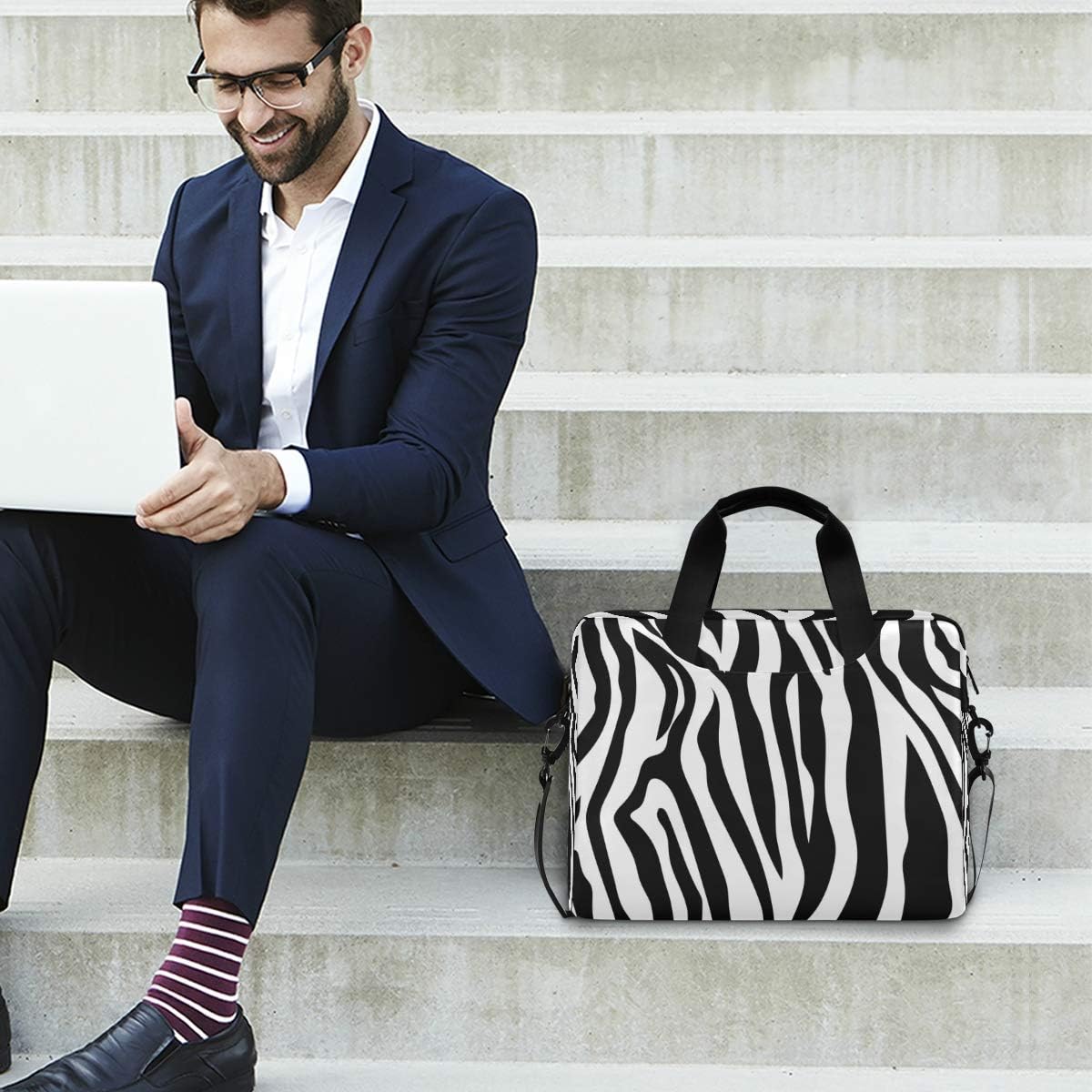 Laptop Bag Animal Zebra Skin Stripes Laptop Sleeves Case for 13 14 15.6 Inch Computer Tablet Briefcases Carrying Case Shoulder Bag for Work