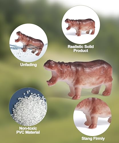 Miniatura 4 de Figuras de animales de safari, 28 piezas de juguetes realistas de animales de zoológico de la selva, juguetes educativos de aprendizaje de animales,