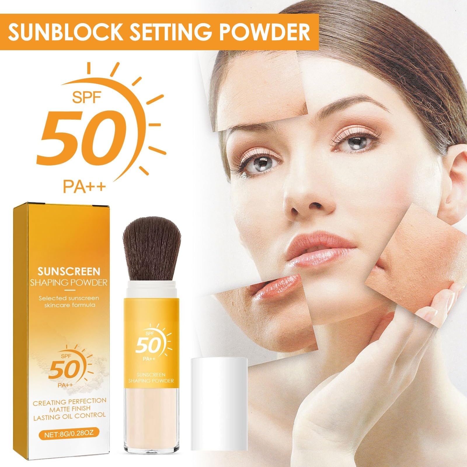 Poudre Fixatrice De Protection Solaire Naturelle, SPF 50 PA++